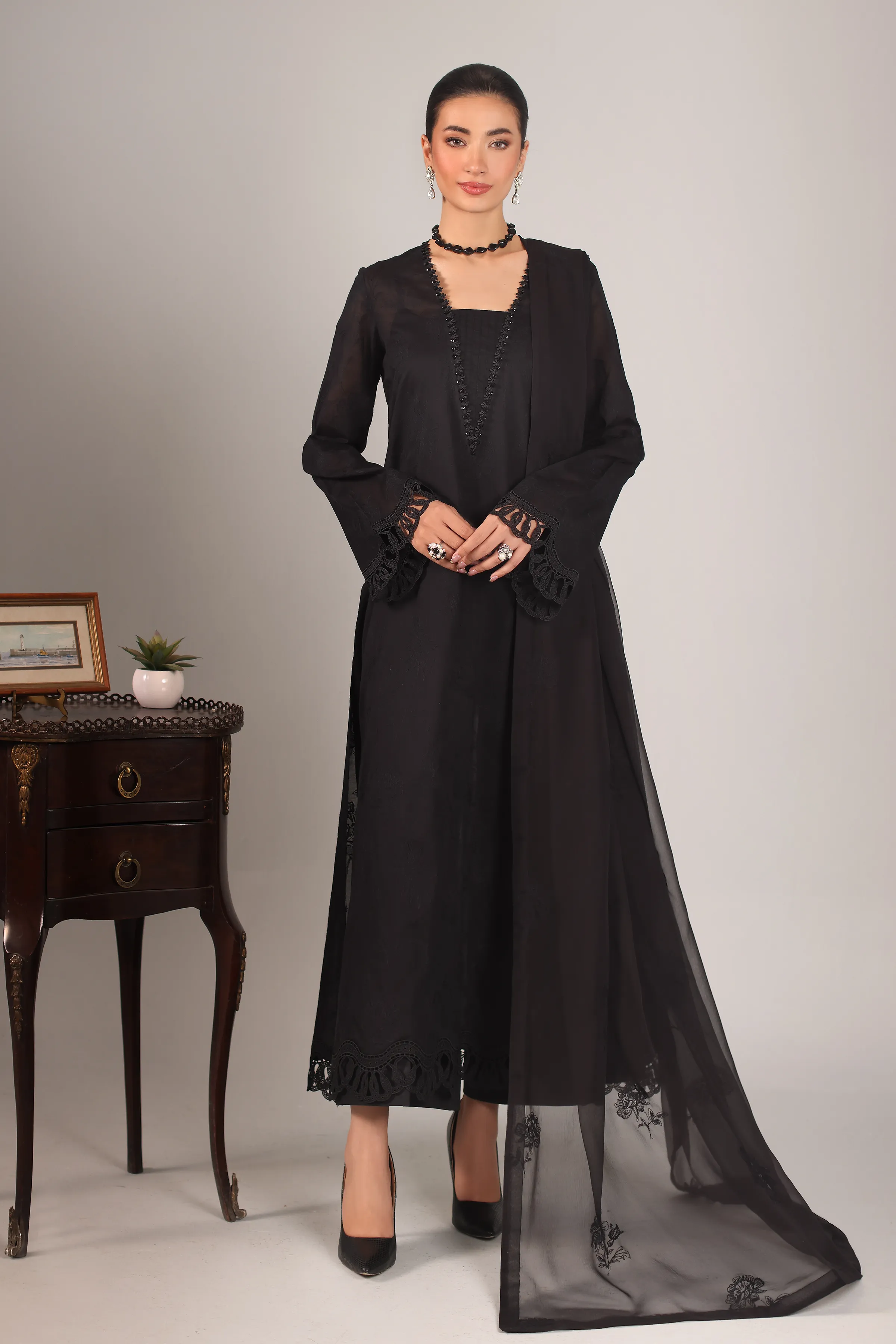 bareeze black dress Bareeze Black Rose Mc622 Bc Black Dress – Sara Clothes